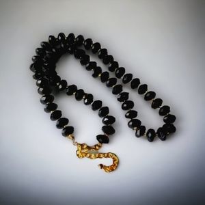 JOAN RIVERS Black Acrylic Beaded Goldtone Necklace